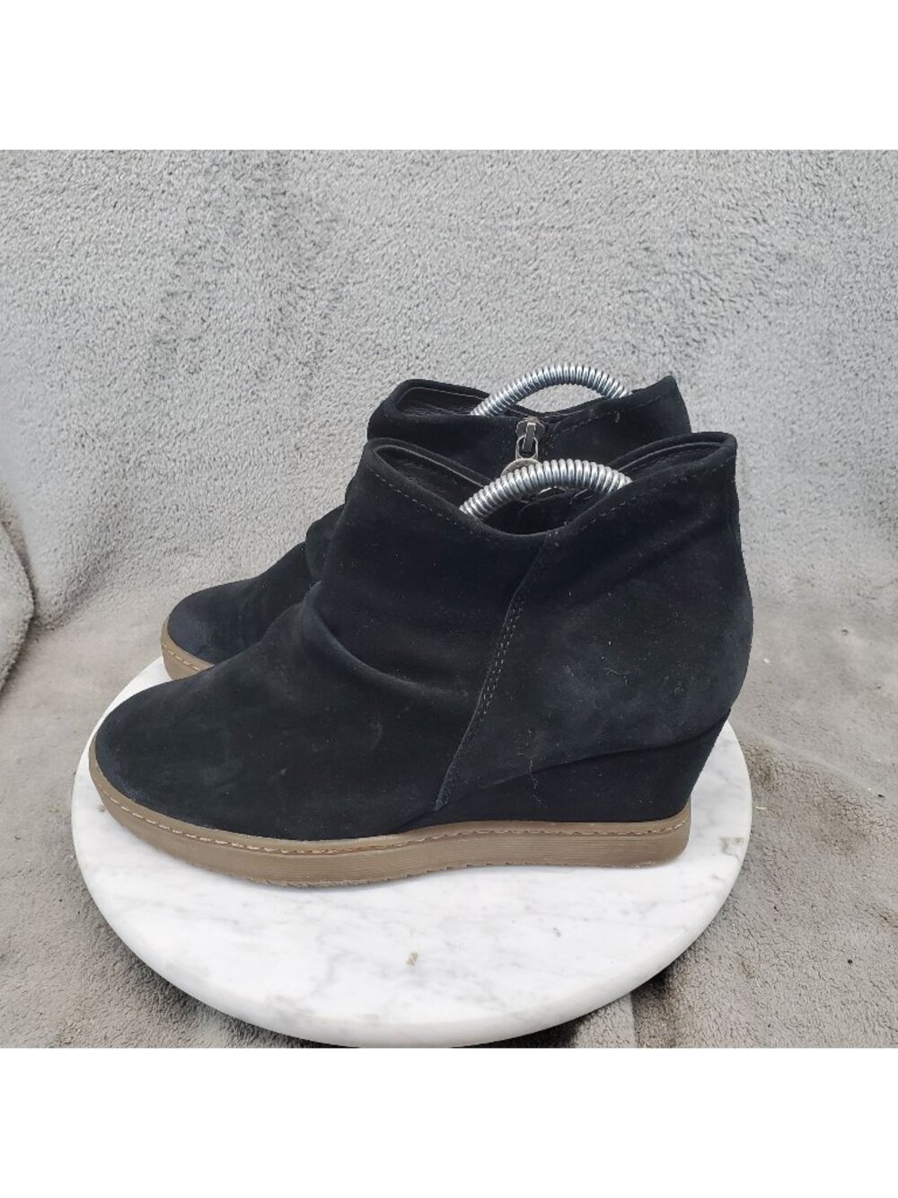 Sofft Shoes Womens Size 9 Siri Black Suede Wedge Booties *Read*